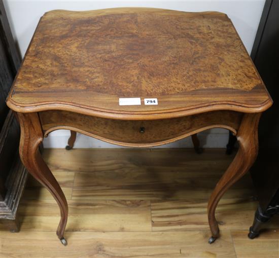 A burr walnut drop-flap table W.68cm